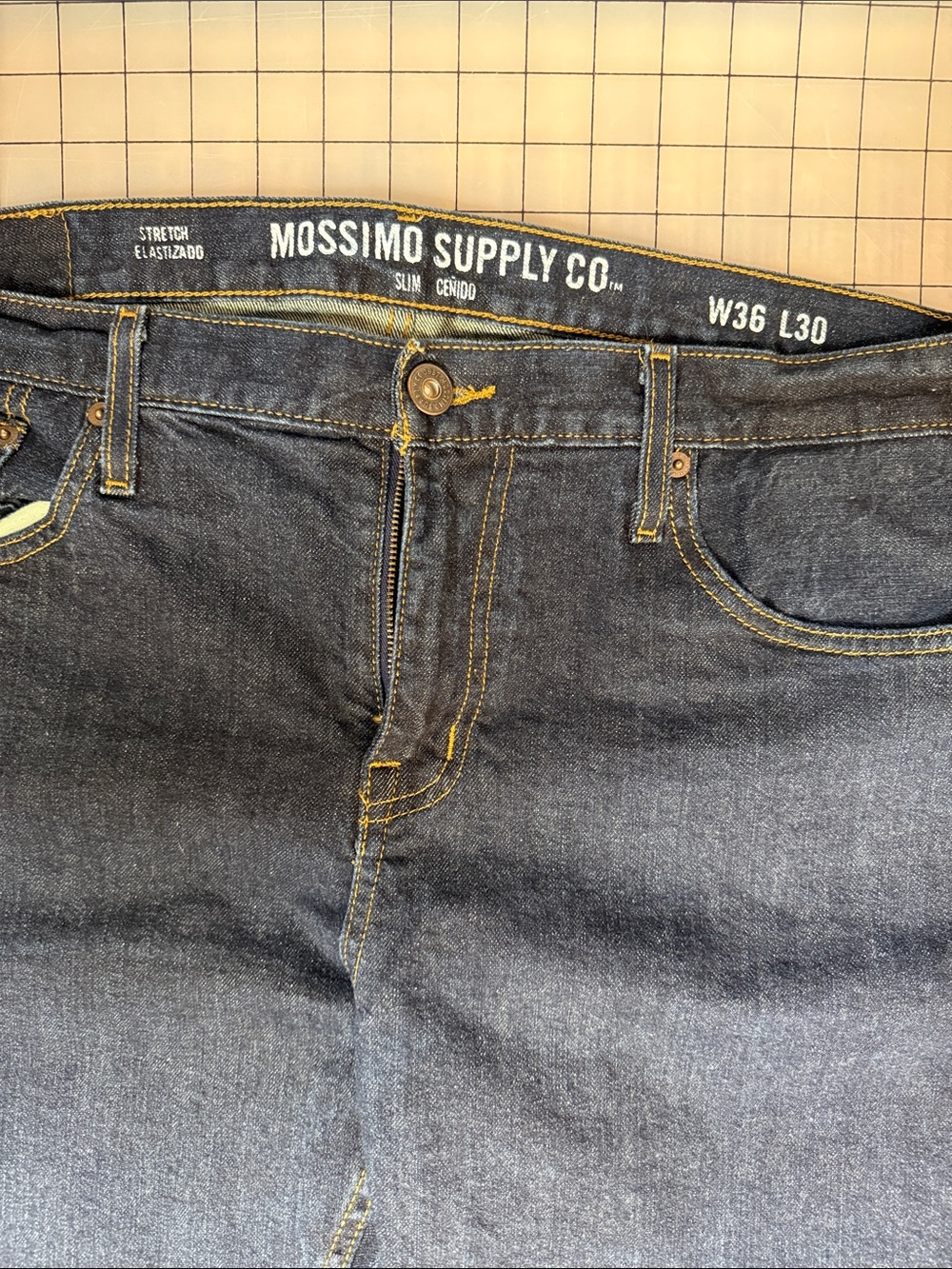 Mossimo Supply Co. Men's Dark Indigo Slim Straight Jeans 36x30 - Picture 5 of 5